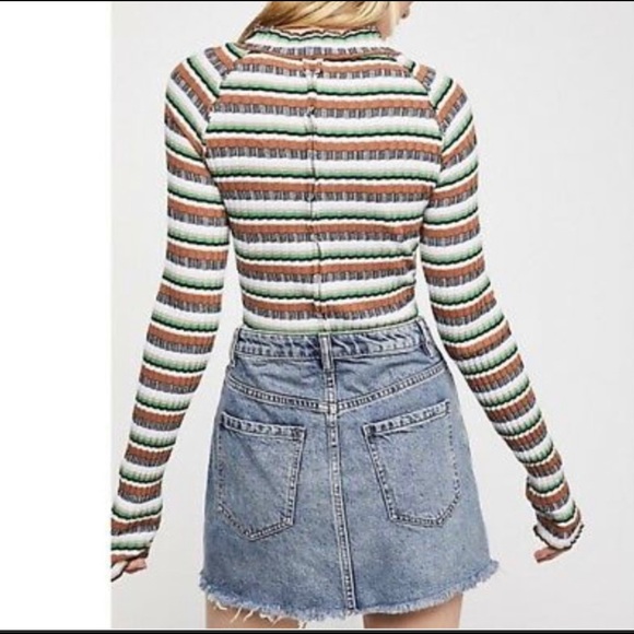 WE THE FREE Free People Zip UP Jean Skirt Copper Blue Size 26 OB841640 - Picture 3 of 10